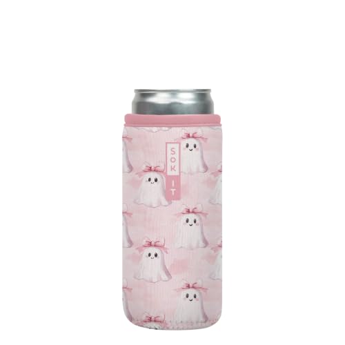 CanSok Sleeve for Beer & Soda Insulated Neoprene Cover (Pretty Spooky / 12oz Slim Can Sleeve)