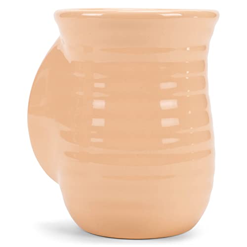 Ribbed 14 ounce Ceramic Stoneware Handwarmer Mug (14 Ounces / Blush Pink)