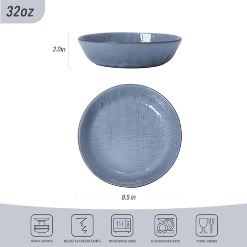 Moonlight 8.5 Inch Pasta Bowls Set of 4 (Blue / Moonlight)