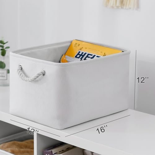 Storage Basket for Shelves (White Color / 3PCS/Large Cube - 16L×12W×12H)