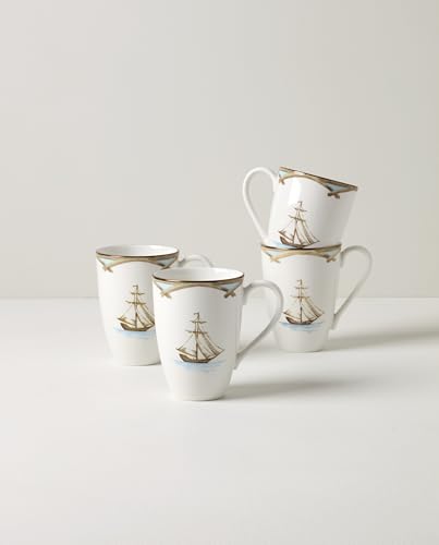 British Colonial Tradewind Porcelain Mug Set for 4 (Mugs, Set of 4)