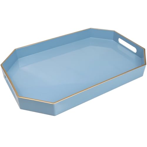 Blue Plastic Serving Tray for Ottoman (C8 Blue / 15.7" x 10.2" x 1.6")