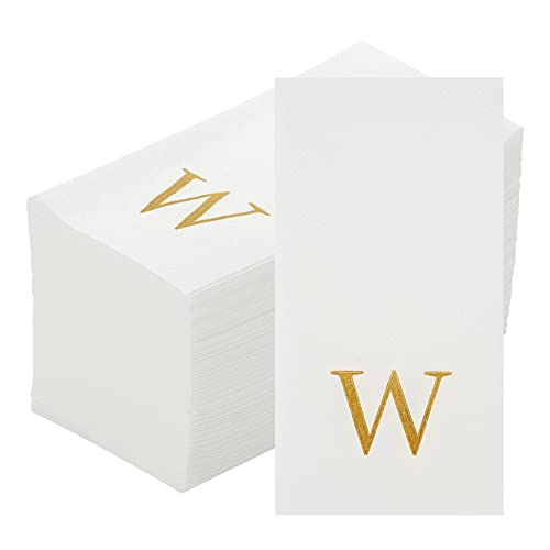 Paper Rectangle Gold Letter W Linen (Gold / 2000 Count / W)