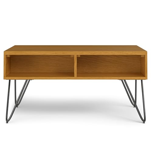 Hunter 36" Wide Oak Veneer Metal Rectangular Coffee Table in Oak