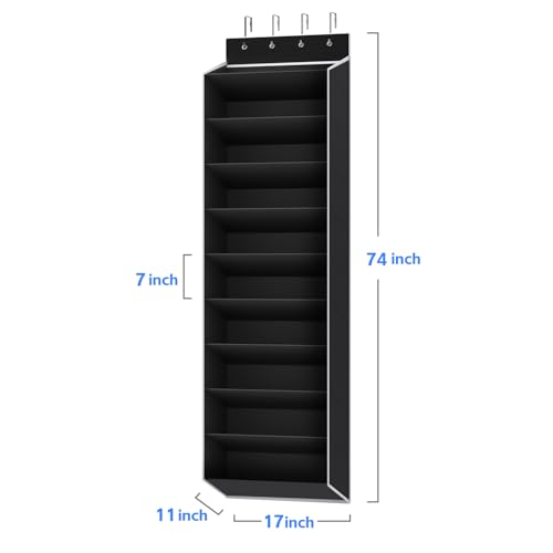 10 Tiers Large Size Over the Door Shoe Organizer Storage (Black-10 cell)