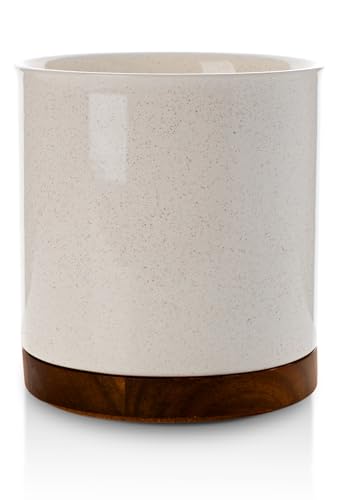 Ceramic Rotating Kitchen Utensil Holder for Countertop (Sand)