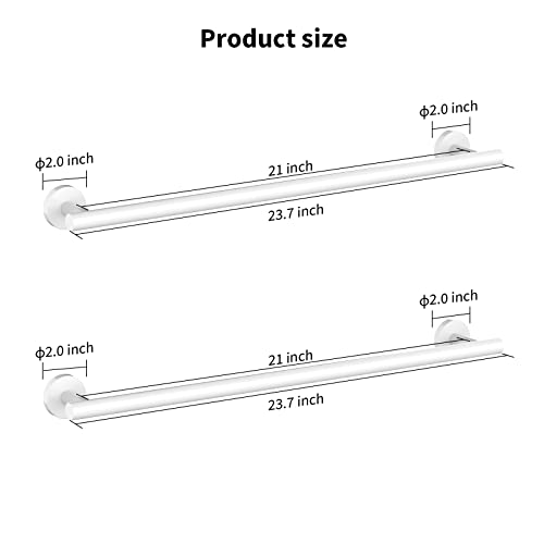 2 Pieces White Bathroom Towel Bar (White / 24inch)