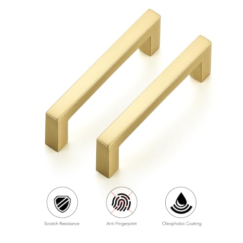 Brushed Gold Cabinet Handles Solid Cabinet Pulls 3 Inch CC (Brushed Gold / Flat Black 3'' Hole Center)