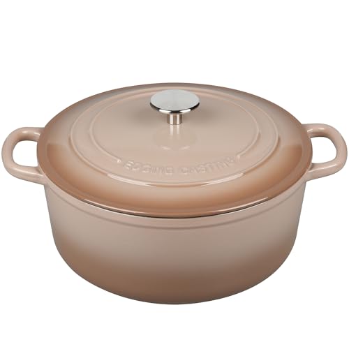 Enameled Dutch Ovens Cast Iron Dutch Oven Pot with Lid for Bread Baking (Mocha / 7QT)