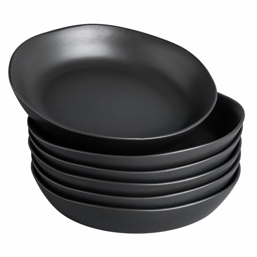 9.75'' Large Ceramic Pasta Bowls (Matte Black / Set of 6)
