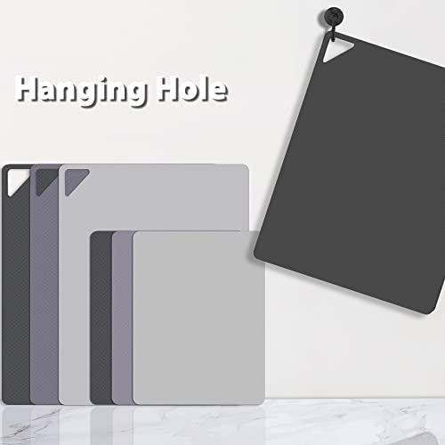 Flexible Plastic Cutting Boards for Kitchen Set of 6 (Multi Grey - S&L - 6)