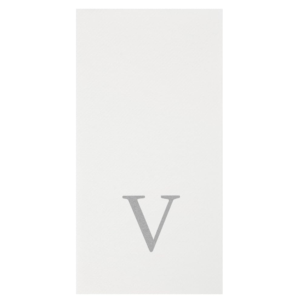 Silver V White Linen Feel Guest Towel Napkin (Silver / 2000 Count / V)