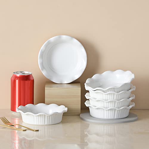 Ceramic Mini Pie Pans Set of 6 (5.5 Inches / White)