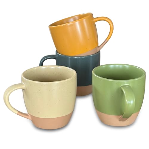 Ceramic Artisan Matte Large Latte Mug Set of 4 (Safari Colors)