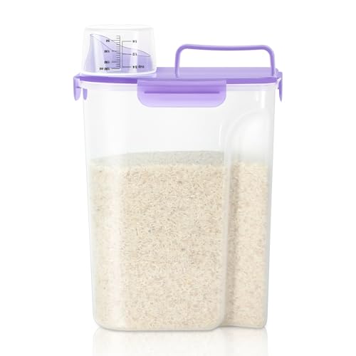 10LBS Airtight Rice Food Storage Container BPA Free (Clear Purple / 5L-1pack)