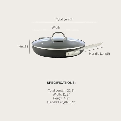 HA1 Hard Anodized Nonstick Fry Pan 12 Inch Induction Oven Broiler Safe 500F (12" Fry Pan With Lid)