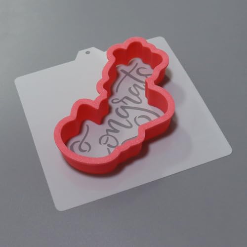 Cookie Cutter and Stencil Bundle Royal Icing Cookies Stencils Paint Your Own Biscuit Bakery Starter Kits Royal Icing Fondant Cutters Birthday Wedding Holiday Cookies Painting Coloring Pages Comb (Congrats)