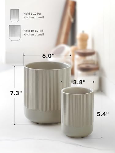 Utensil Holder for Kitchen Counter (Oatmeal Greige)
