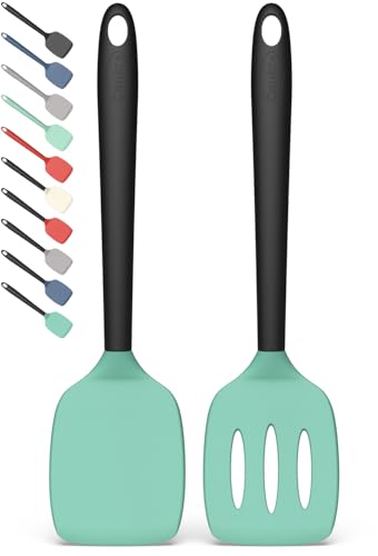 2 Pack Silicone Spatula Set (AquaGreenBlack)