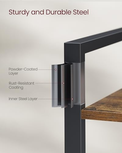 4 Tier Bookshelf (Rustic Brown + Ink Black / 4 Tiers (9.4"D x 15.7"W x 42"H))