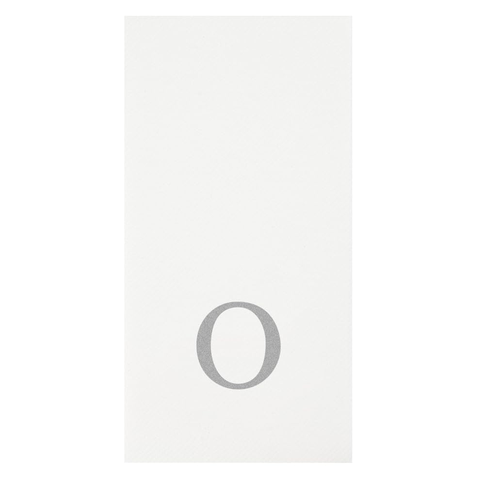Silver O White Linen Feel Guest Towel Napkin (Silver / 2000 Count / O)