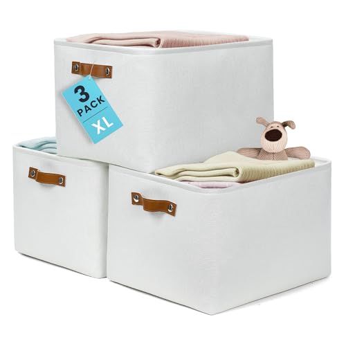 16x12.5in Storage Baskets (Full Off-White / Extra Large - 3pc)