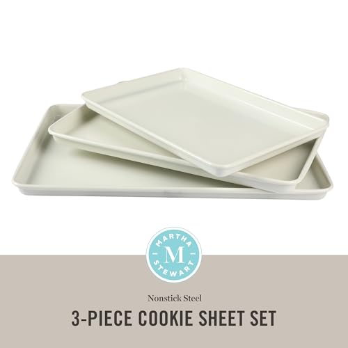Gallen 3 Piece Cookie Sheet Set (3-Piece Baking Sheet Set (13",15",17") / Linen White)