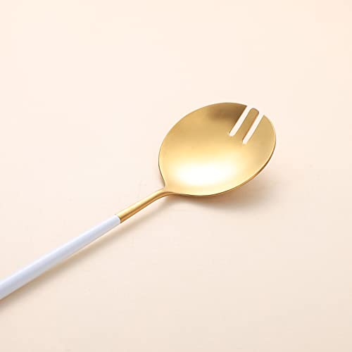 Salad Servers (White/Gold)