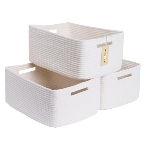 Large Storage Baskets for Shelves (3pcs-L17×W13×H7.5" / Off White)