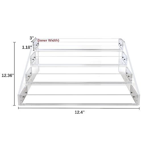 Wide 4 Tier Clear Acrylic Spice Rack Organizer for Kitchen