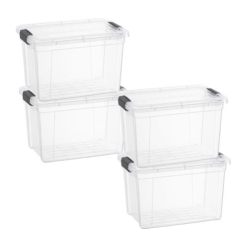 4.75 Quart Clear Plastic Storage Boxes with Lids (4.7 Quart)