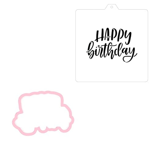 Cookie Cutter and Stencil Bundle Royal Icing Cookies Stencils Paint Your Own Biscuit Bakery Starter Kits Royal Icing Fondant Cutters Birthday Wedding Holiday Cookies Painting Coloring Pages Comb (Happy Birthday Set)