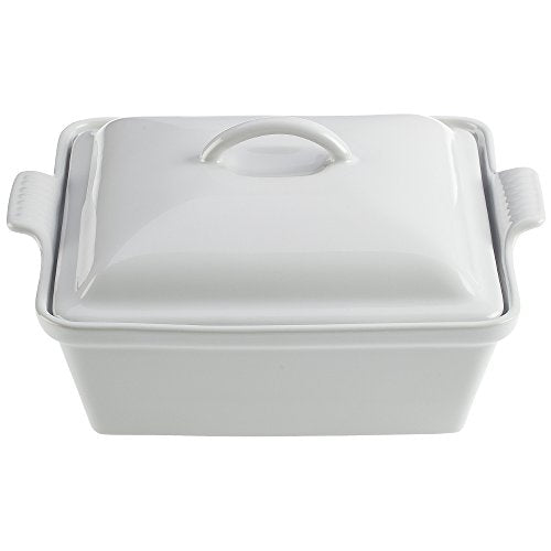Stoneware Covered Square Casserole (White / 2.5 qt.)