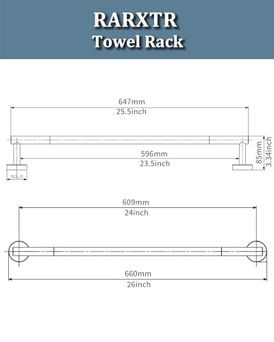 24 Inch Brushed Towel Bar Towel Rack for Bathroom Kitchen Hand Towel Holder Dish Cloths Hanger SUS304 Stainless Steel RUSTPROOF Wall Mount (Brushed Grey / 24 inch(Center to Center))