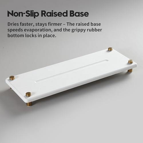 White Gold Dish Drying Rack Tray (12.5"x 4.5" - White - Gold)