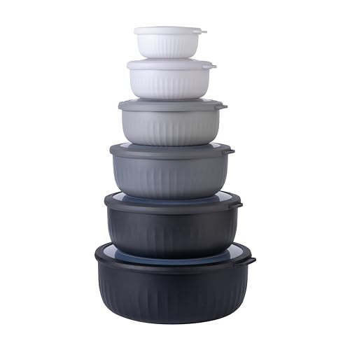 Prep Bowls with Lids (Black/White / 12 Piece Set - Wide Bowls)