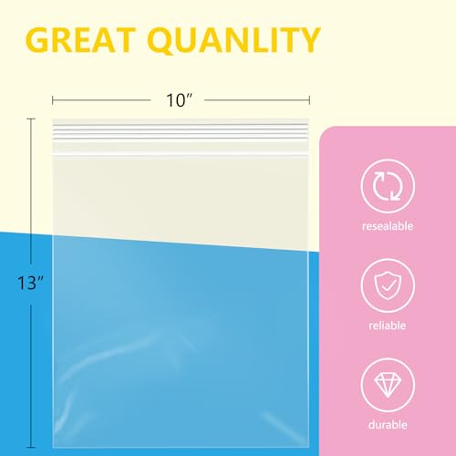 500 Pcs 10" x 13" Clear Zip Bags (500 Count)