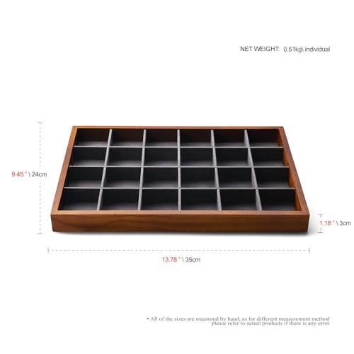 Solid Wood Jewelry Tray (Grey 24 grid tray)