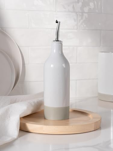 16oz Ceramic Oil Dispenser Bottle (Light Gray / 1 Piece (Milkyway))