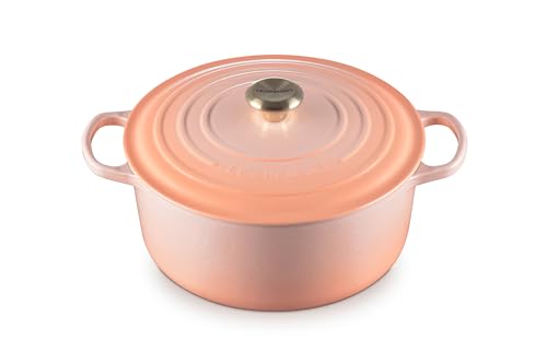 Enameled Cast Iron Round Dutch Oven (Peche / 7.25 Qt)