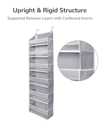Over The Door Organizer with 6 Large Pockets 12 Side Pockets (Light Gray / 1 Pack)