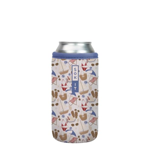 CanSok Sleeve for Beer & Soda Insulated Neoprene Cover (Coastal Weekender / 16oz Can Sleeve)