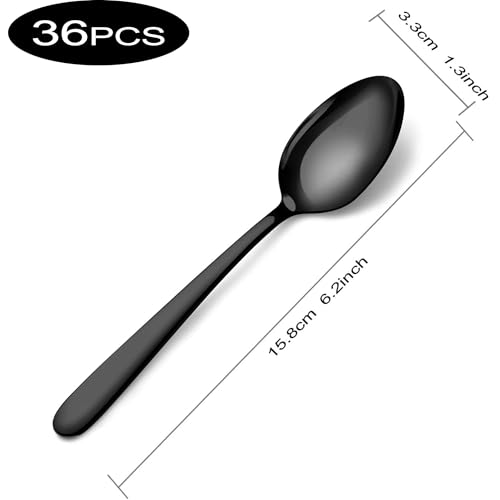 36 Pieces Black Teaspoons Set (36 Pcs 6.2'' Black Teaspoons)