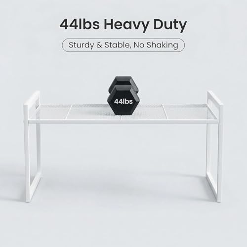 Stackable Kitchen Cabinet Organizer Shelf Pantry Rack (Set of 1 White / 14.8'' W)