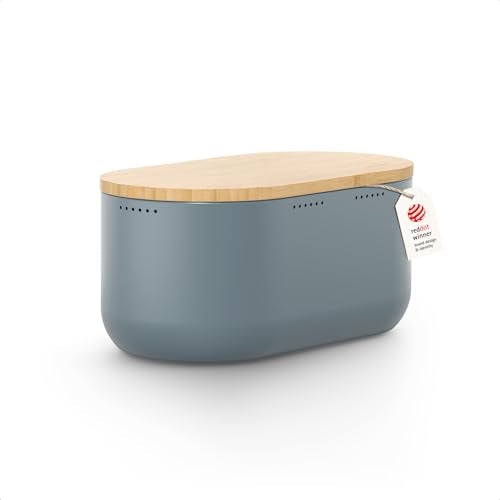 Stainless Steel Bread Box with Cutting Board (Stone Blue)