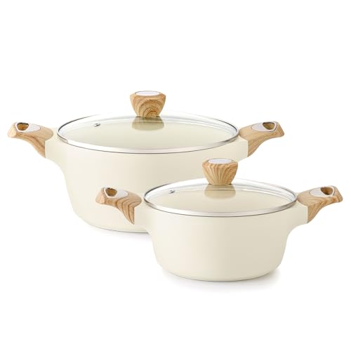 Ceramic Nonstick Pot (2.6 + 4.5 Quarts / Ceramic White)