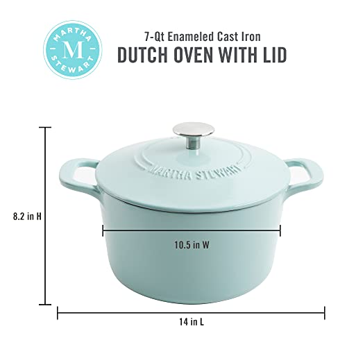 Gatwick 7 Quart Enamel Cast Iron Dutch Oven (Martha Blue / 7-Quart)