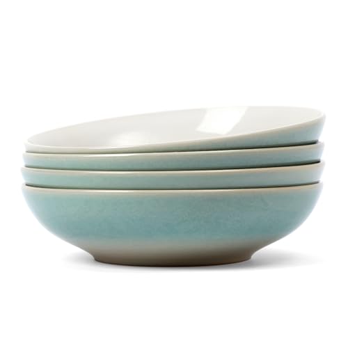 8.7" Large Pasta Bowls Set of 4 (Aqua / Moonlight)