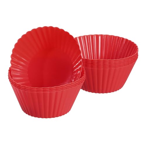 12Pcs Silicone Cupcake Liners (Red / 2")