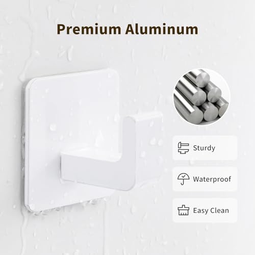 Square Self Adhesive Towel Hooks (White / 2 Pack)